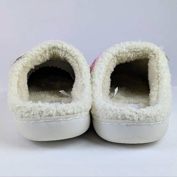 Hearts Slippers Sherpa Upper Fleece Memory Foam Slip On Ivory Pink S (6/7) NWT - Picture 7 of 13